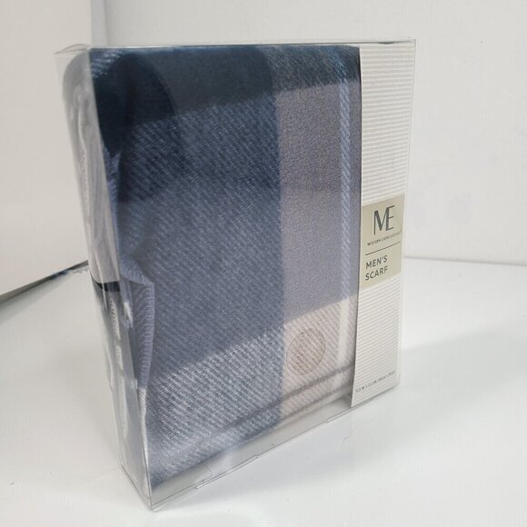 NWT Modern Expressions Grey Blue Men's Fringe Rectangular Scarf - Picture 2 of 7